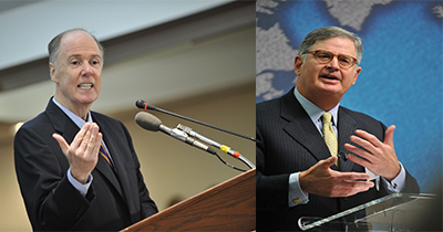 (Left) Tom Donilon will chair the Cybersecurity National Action Plan. (Photo: CSIS). (Right) Sam Palmisano will serve as vice chairman of CNAP. (Photo: IBM)